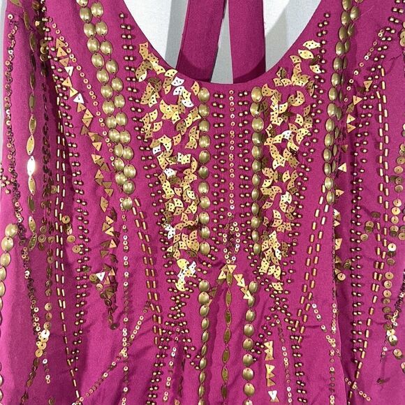 FREE PEOPLE ELLA EMBELLISHED HALTER TOP MINI DRESS IN ROSE PINK NEW - Picture 5 of 5